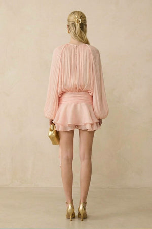 Petal Pink Draped Mini Dress - SIOENE