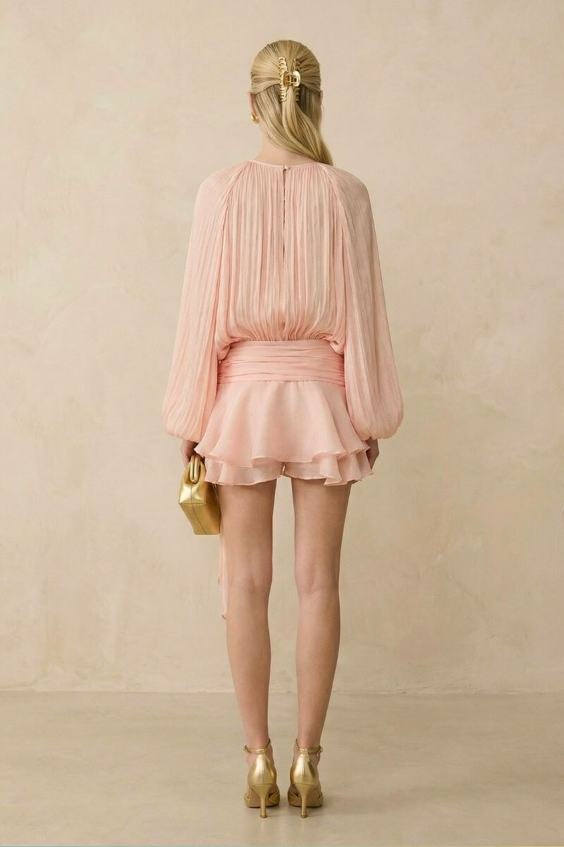 Petal Pink Draped Mini Dress - SIOENE