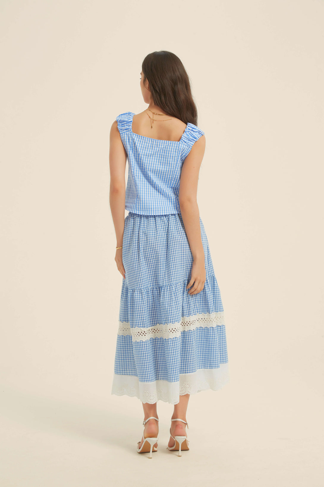 Laurette Eyelet Gingham Skirt - SIOENE