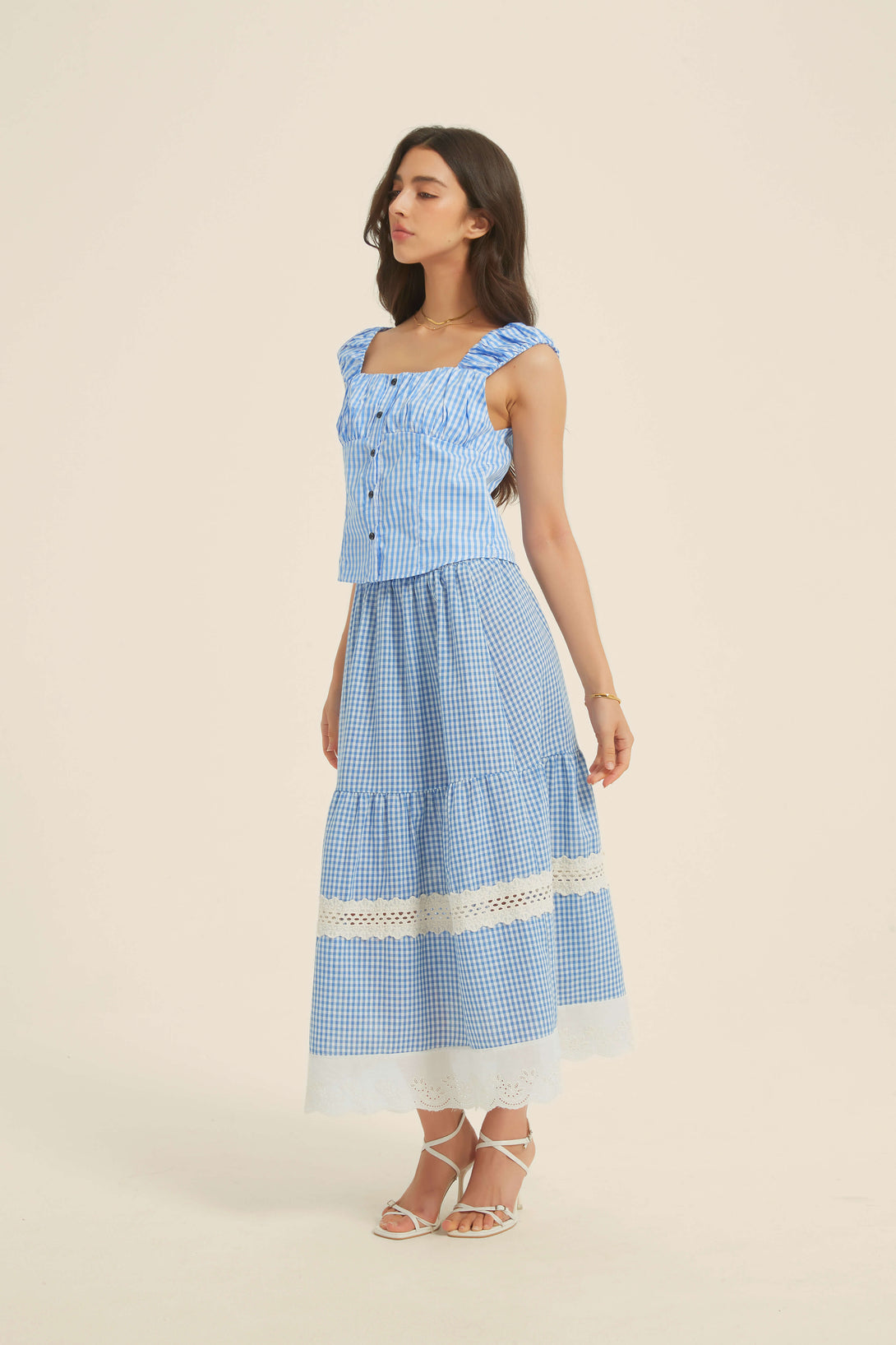 Laurette Eyelet Gingham Skirt - SIOENE