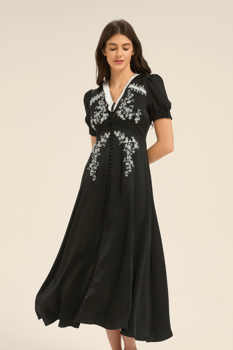 Edelweiss Embroidered Midi Dress - SIOENE
