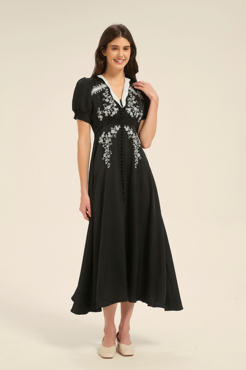 Edelweiss Embroidered Midi Dress - SIOENE