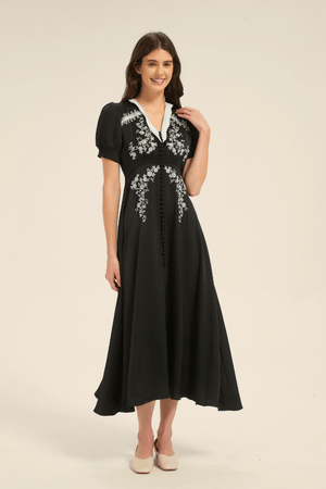 Edelweiss Embroidered Midi Dress - SIOENE