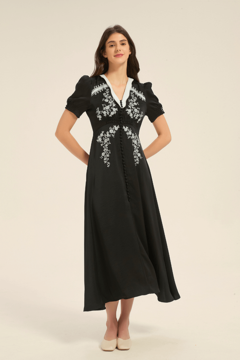 Edelweiss Embroidered Midi Dress - SIOENE