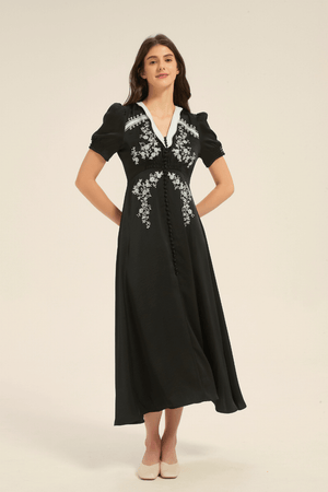 Edelweiss Embroidered Midi Dress - SIOENE