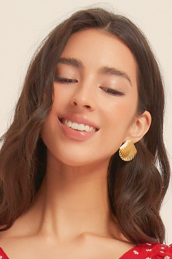 Golden Shell Statement Earrings - SIOENE
