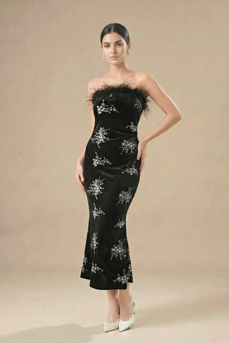 black swan feather dress Black Swan Crystal Velvet Gown S