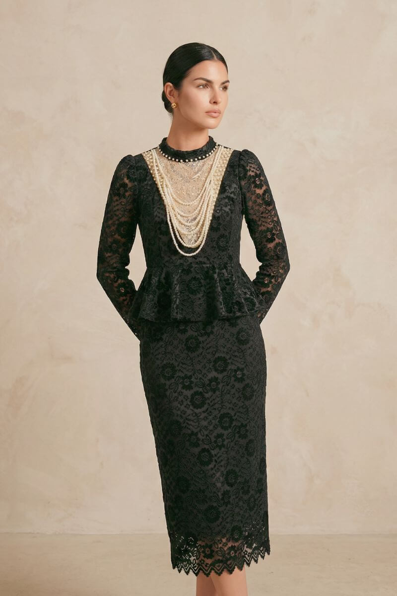 Amlie Pearl Lace Midi Dress M Amlie Pearl Lace Midi Dress M