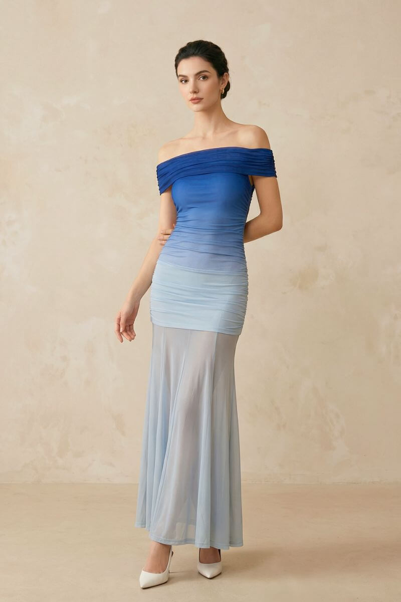 blue ombre maxi dress Amanda Uprichard x REVOLVE Ashton in Blue, Mint Maxi length Blue Ombre Maxi Dress