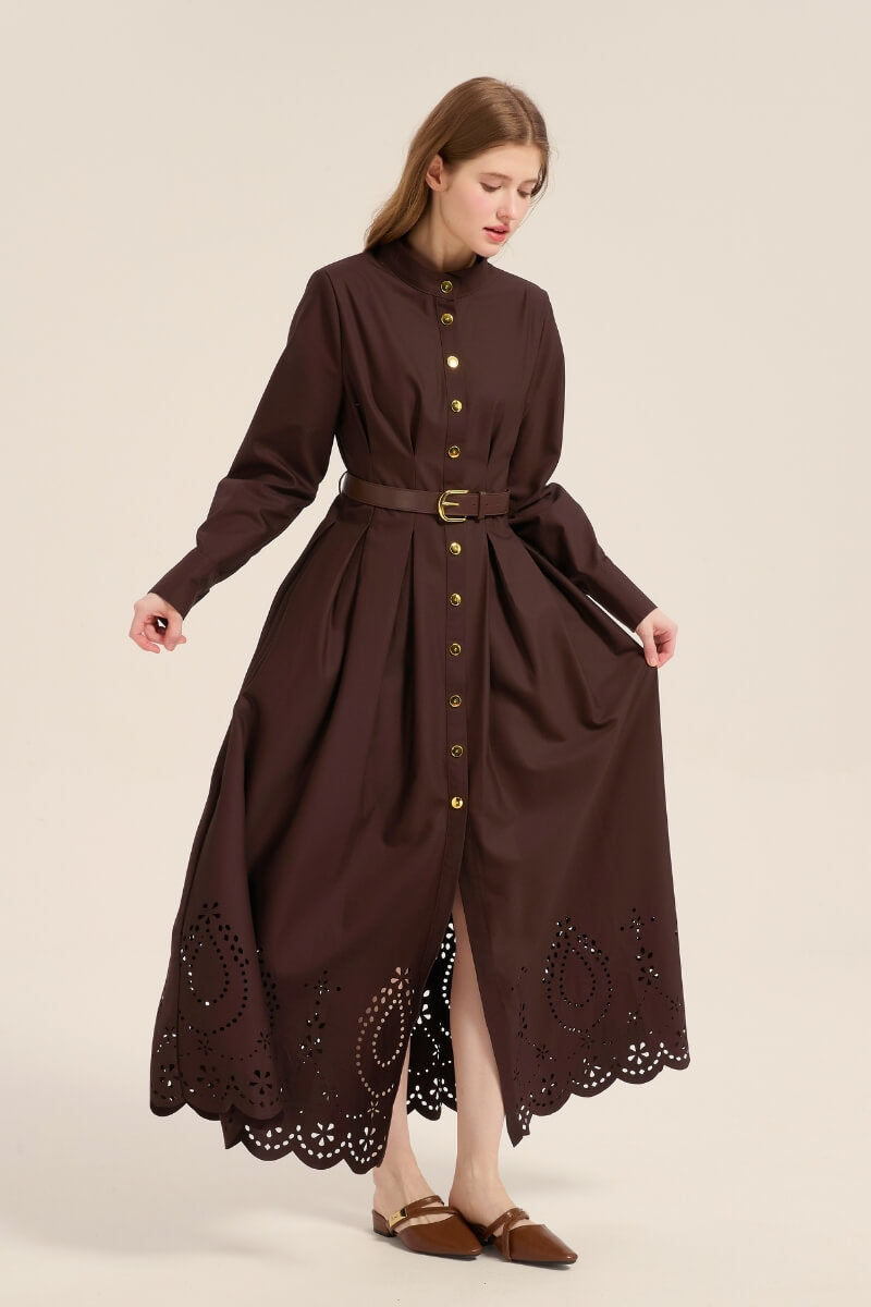 Chestnut Belted Shirt Maxi Dress Xs Chestnut Belted Shirt Maxi Dress Xs
