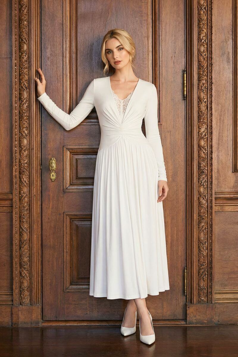 Porcelain Twist-Front Jersey Maxi Dress M Porcelain Twist-Front Jersey Maxi Dress M