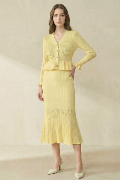 Lemon Boulevard Peplum Knit Midi Dress