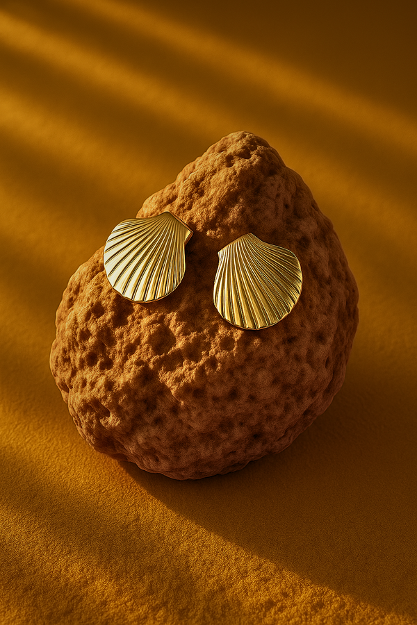 Golden Shell Statement Earrings - SIOENE