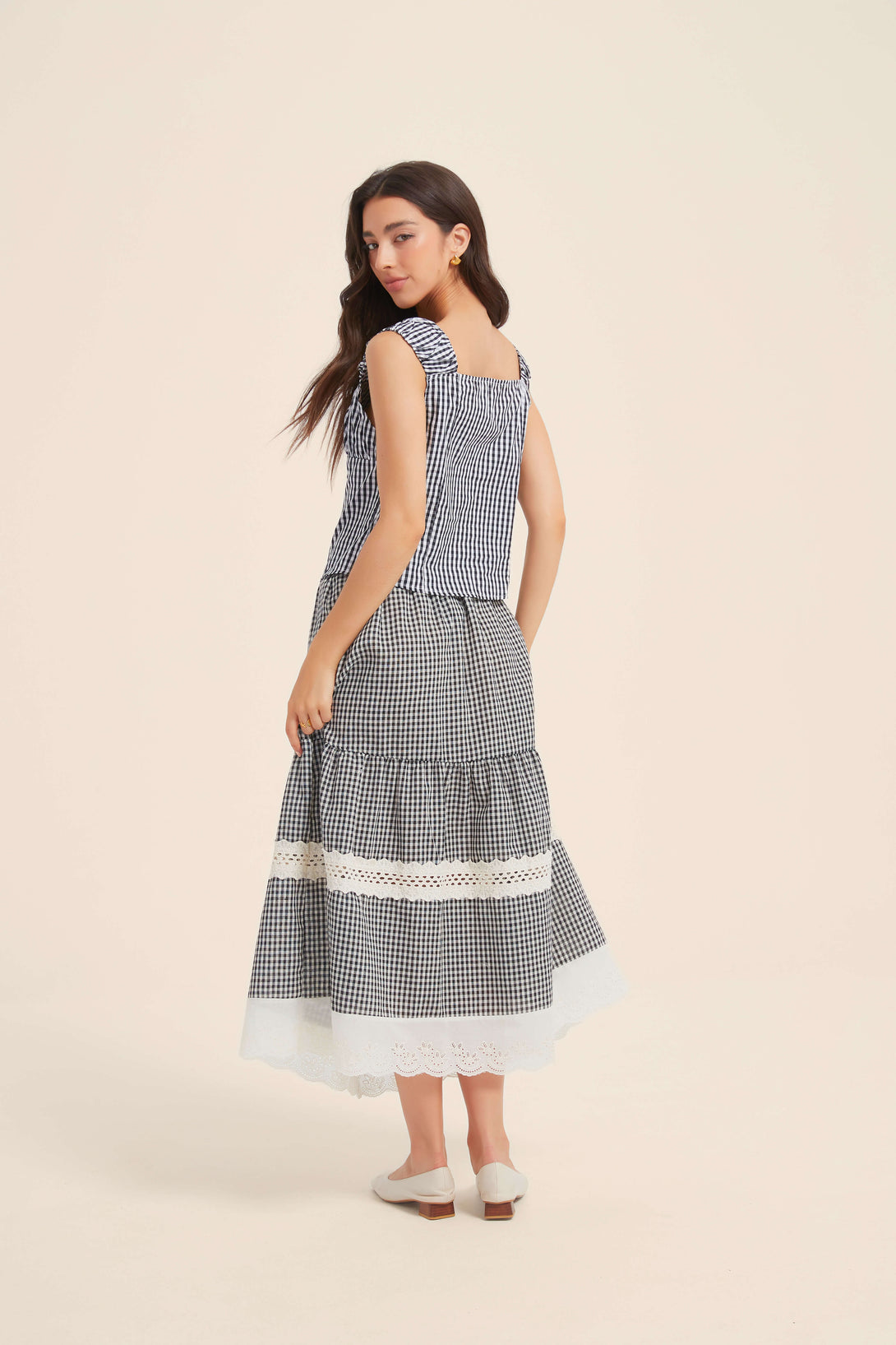 Laurette Eyelet Gingham Skirt - SIOENE